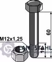 Schraube mit Sicherungsmutter - M12x1,25 - 10.9